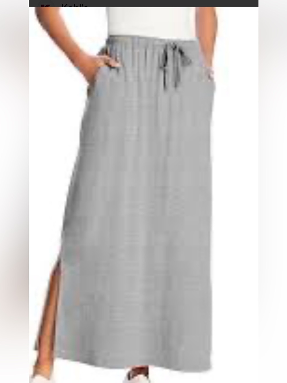 Woman Within white Elastic Drawstring Maxi Skirt
